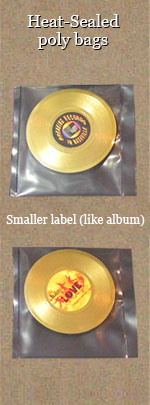 mini gold record magnets in poly bags