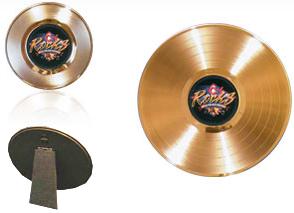 7 inch and 12 inch easelback gold records